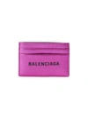 Balenciaga Everyday Metallic Leather Card Case In Rose