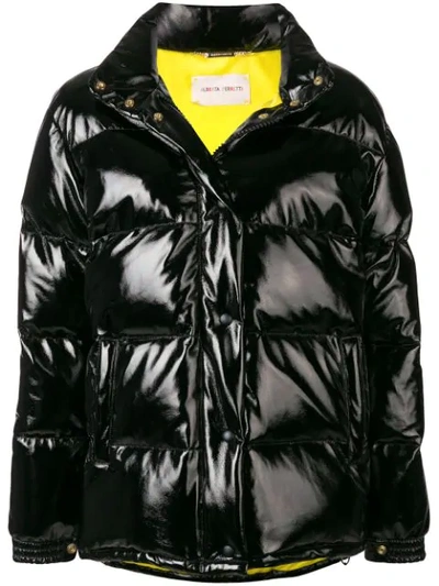 Alberta Ferretti High Collar Puffer Jacket In Black