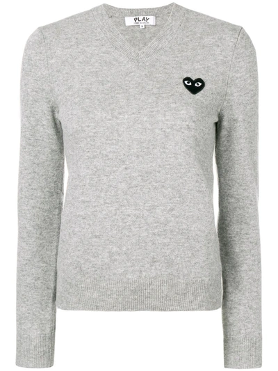 Comme Des Garçons Play Heart Patch Pullover In Grey