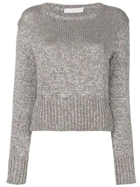 Fabiana Filippi Cropped Round Neck Sweater In Brown | ModeSens
