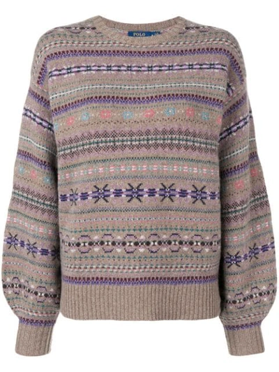 Polo Ralph Lauren Embroidered Christmas Sweater In Neutrals