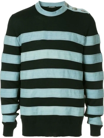 Balmain Striped Appliqués Jumper In Black