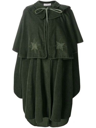 Versace Vintage 1980's Ribbed Layered Cape - Green