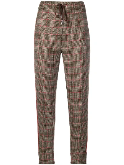Antonelli Cropped Check Print Trousers - Brown