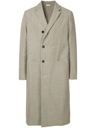 Jil Sander Checked Long Coat In Neutrals