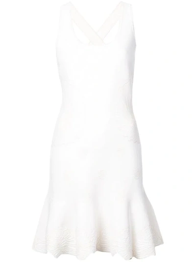 Alexander Mcqueen Shell Embroidered Mini Dress In White