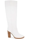 Ports 1961 Block Heel Knee High Boots In White