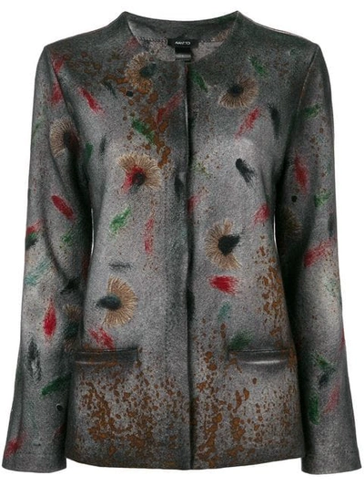 Avant Toi Printed Concealed Front Jacket In Grey