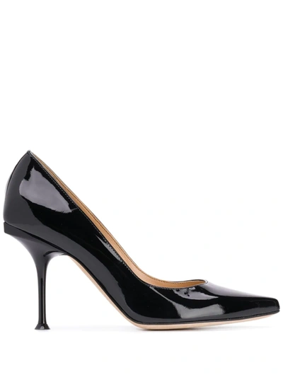 Sergio Rossi Sr Milano 90 Patent-leather Pumps In Black