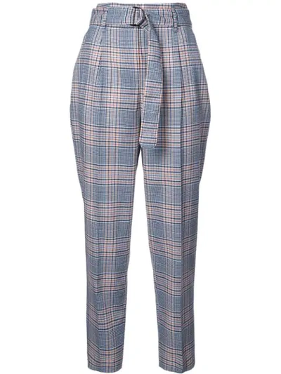 Akris Punto Checked High Waisted Trousers In Blue