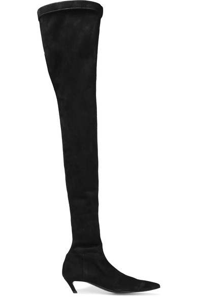 Balenciaga Broken-heel Suede Over-the-knee Boots In Black | ModeSens