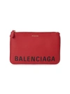 Balenciaga Ville Leather Pouch In Red