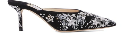 Jimmy Choo Rav 65 Embellished Mules In Black And Crystal