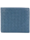 Bottega Veneta Denim Intrecciato Calf Coin Purse Bi-fold Wallet - Blue