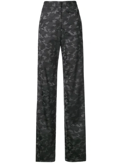 Nicole Miller Camouflage Print Trousers In Grey