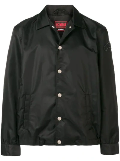 Diesel Logo Patch Bomber Jacket In Black