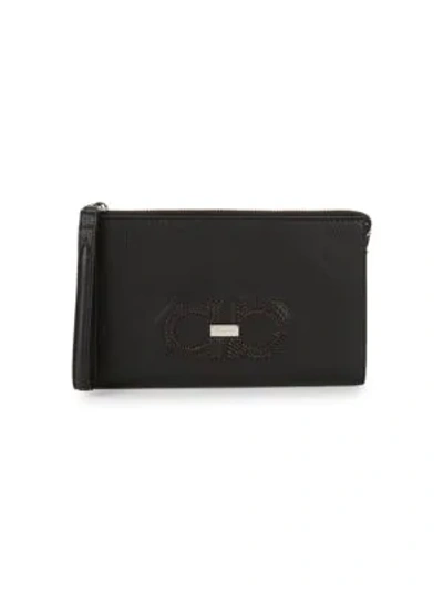 Ferragamo Leather Logo Wallet In Black
