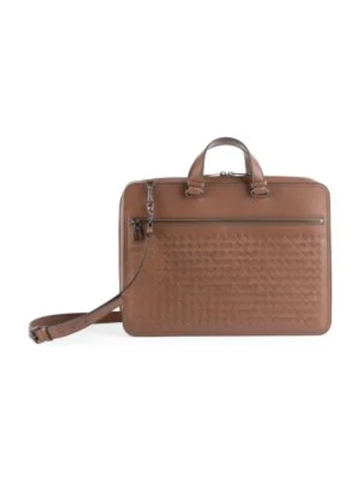 Bottega Veneta Men's Intrecciato Leather Briefcase In Brown