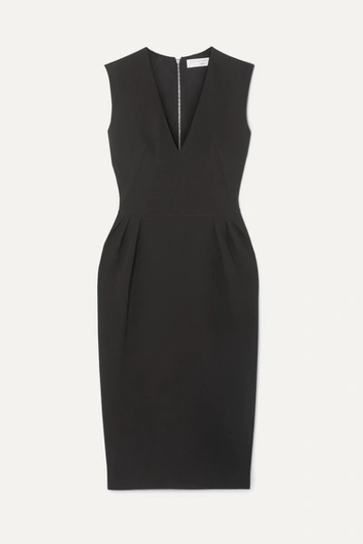 Victoria Beckham Ruffled Crepe Dress In Black