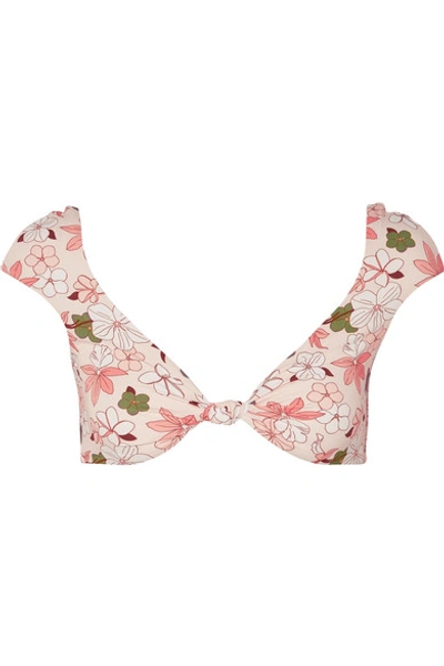 Broochini Lua Floral-print Bikini Top In Pastel Pink