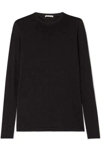 Skin Essentials Pima Cotton-jersey Pajama Top In Black