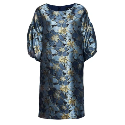 Nissa Brocade Dress With Puffed Sleeves