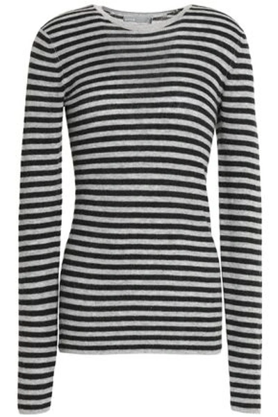 Vince Striped Cashmere Sweater In Gray