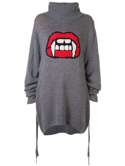 Haculla Fanged Up Turtleneck Knit Dress In Grey