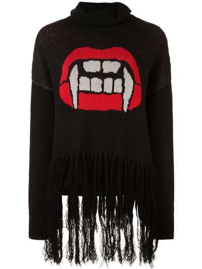 Haculla Caught Up Fringed Sweater In Black