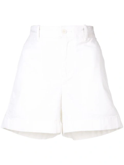 Vince High Waist Stretch Cotton Shorts In White
