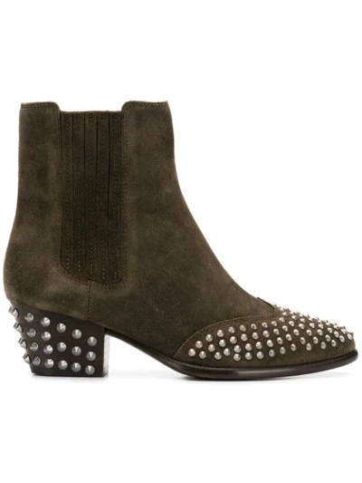 Ash Hook Studded Boots In Green