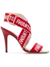 Jimmy Choo Bailey 100 Chalk Nappa Leather Sandals With Red And Rosewater Logo Tape In Chalk/red/rosewater