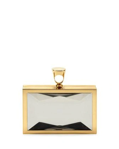 Tom Ford Faceted Brass Ring Clutch Bag In Clear