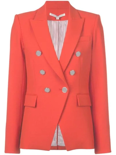 Veronica Beard Miller Dickey Double-breasted Woven Jacket In Red