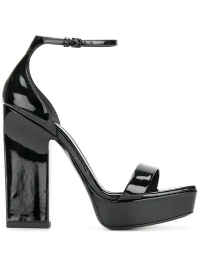 Saint Laurent Debbie Platform Ankle Strap Sandal In Black