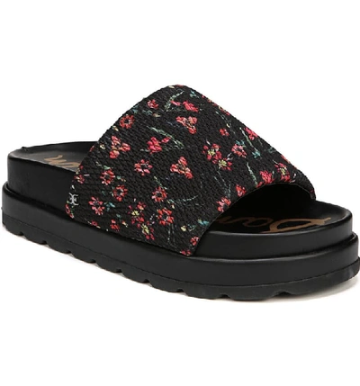 Sam Edelman Shaye Slide Sandal In Black Floral Print Fabric