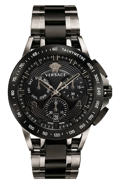 Versace Men's 45mm Sport Tech Chronograph Watch, Black/gray In Gunmetal/ Black