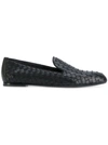 Bottega Veneta Intrecciato Leather Loafers In Nero