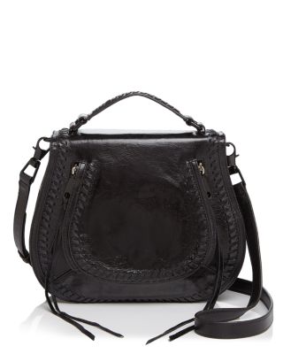 Rebecca Minkoff Vanity Distressed Saddle Bag In Black/black | ModeSens
