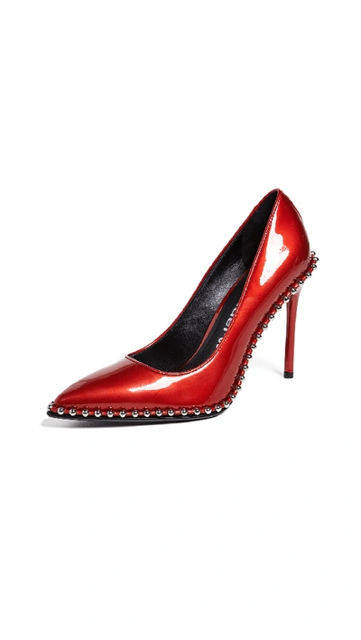 Alexander Wang Rie Smooth Leather Stud Pumps In Red