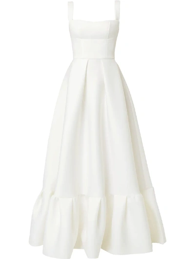 Rachel Gilbert Ruffled Hem Long Dress - White