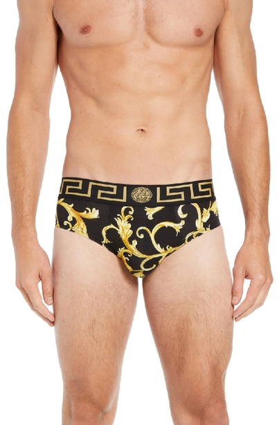 Versace Low Rise Briefs In Black/ Gold