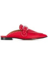 Givenchy Elegant Studded Leather Backless Loafers In Red