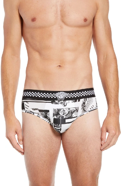 Versace Low Rise Briefs In Black/ White