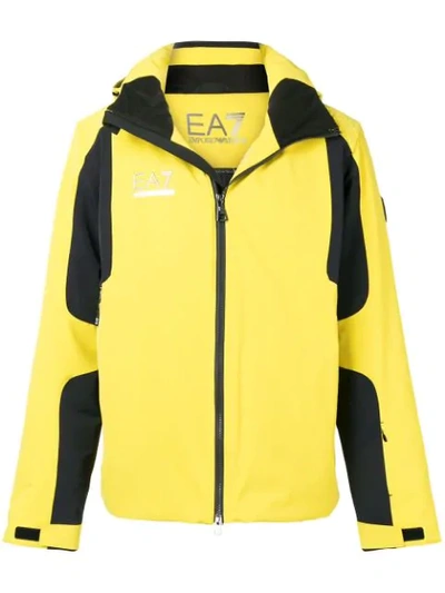 Ea7 Hooded Padded Jacket In Yellow