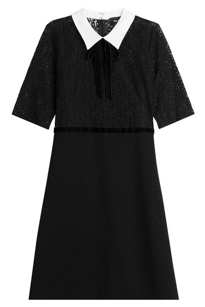 The Kooples Lace Dress With Contrast Collar In Black