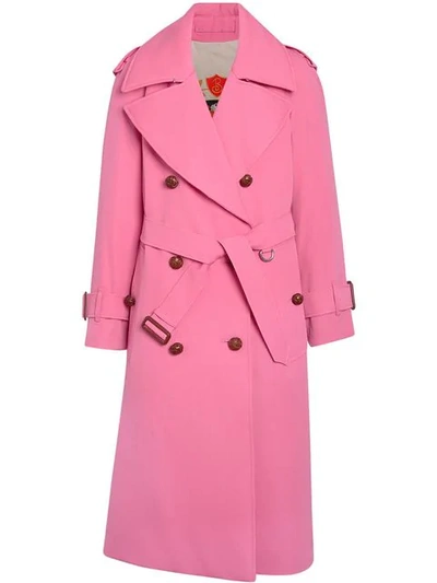 Burberry Oversized Lapel Wool Gabardine Trench Coat In Pink