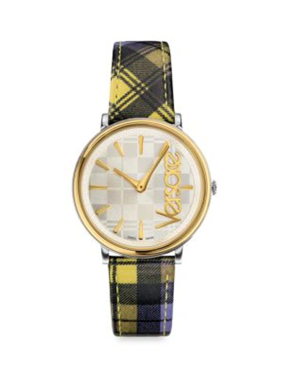 Versace V Circle Clans Edition Leather Strap Watch, 38mm In Two Tone