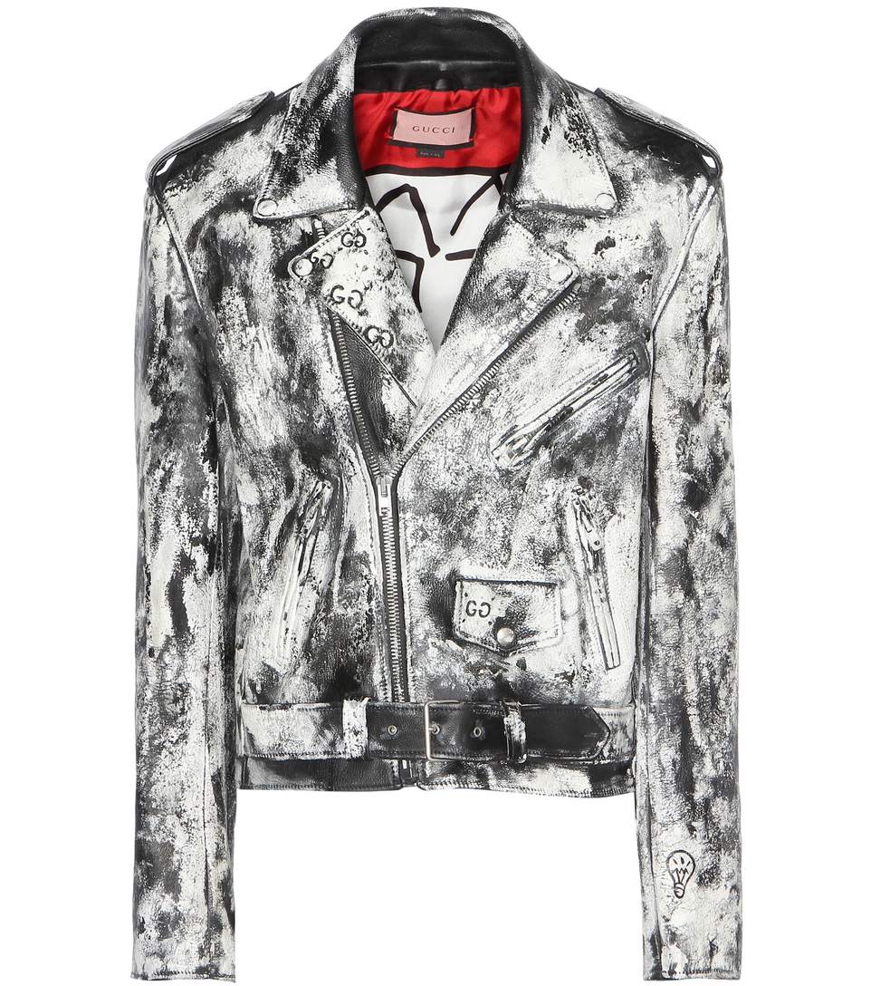 gucci hand painted leather jacket