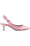 Tabitha Simmons Rise Bow-embellished Satin Slingback Pumps In Baby Pink